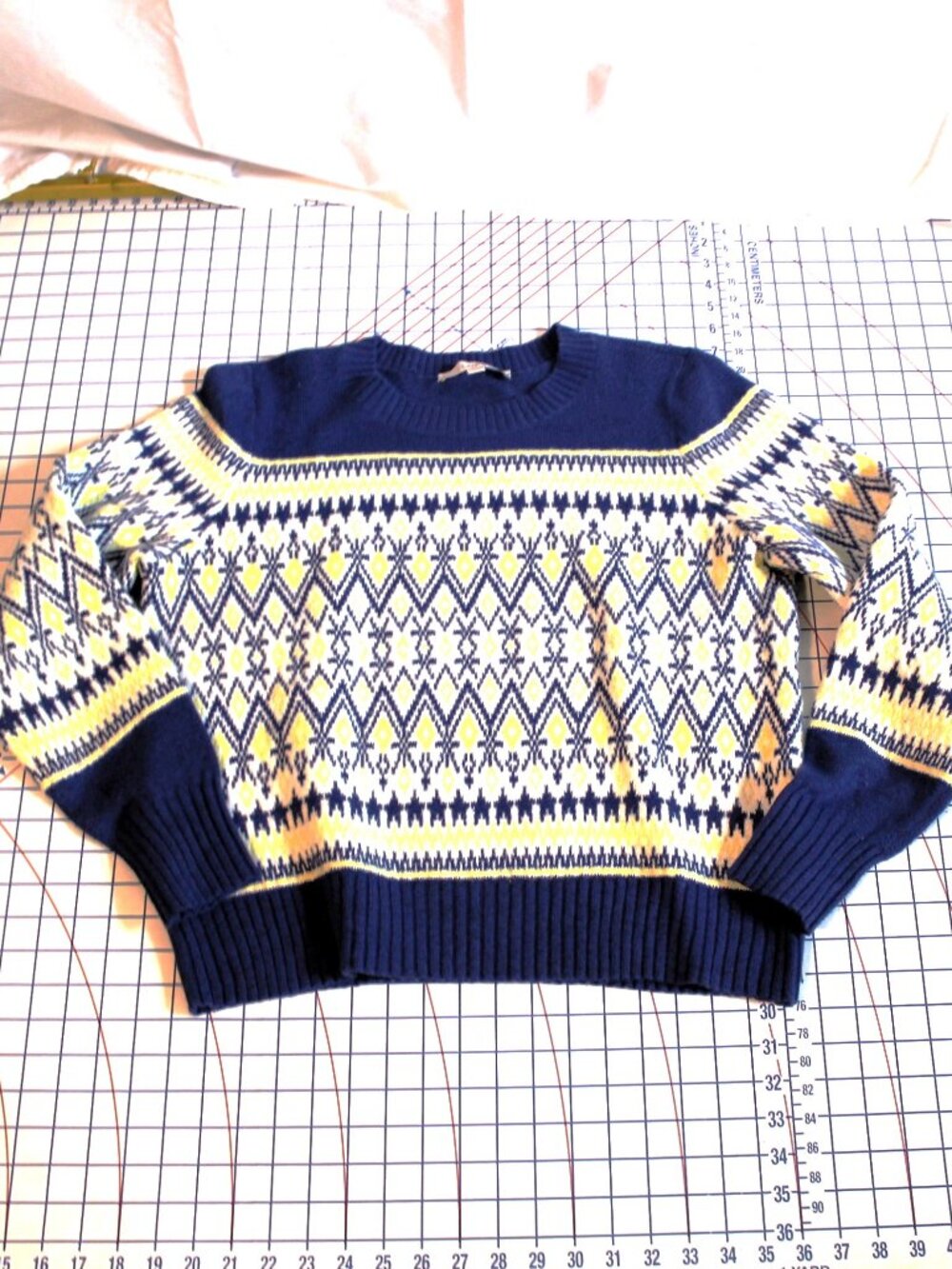 LOFT Sweater, Blue / Cream / Yellow, Large